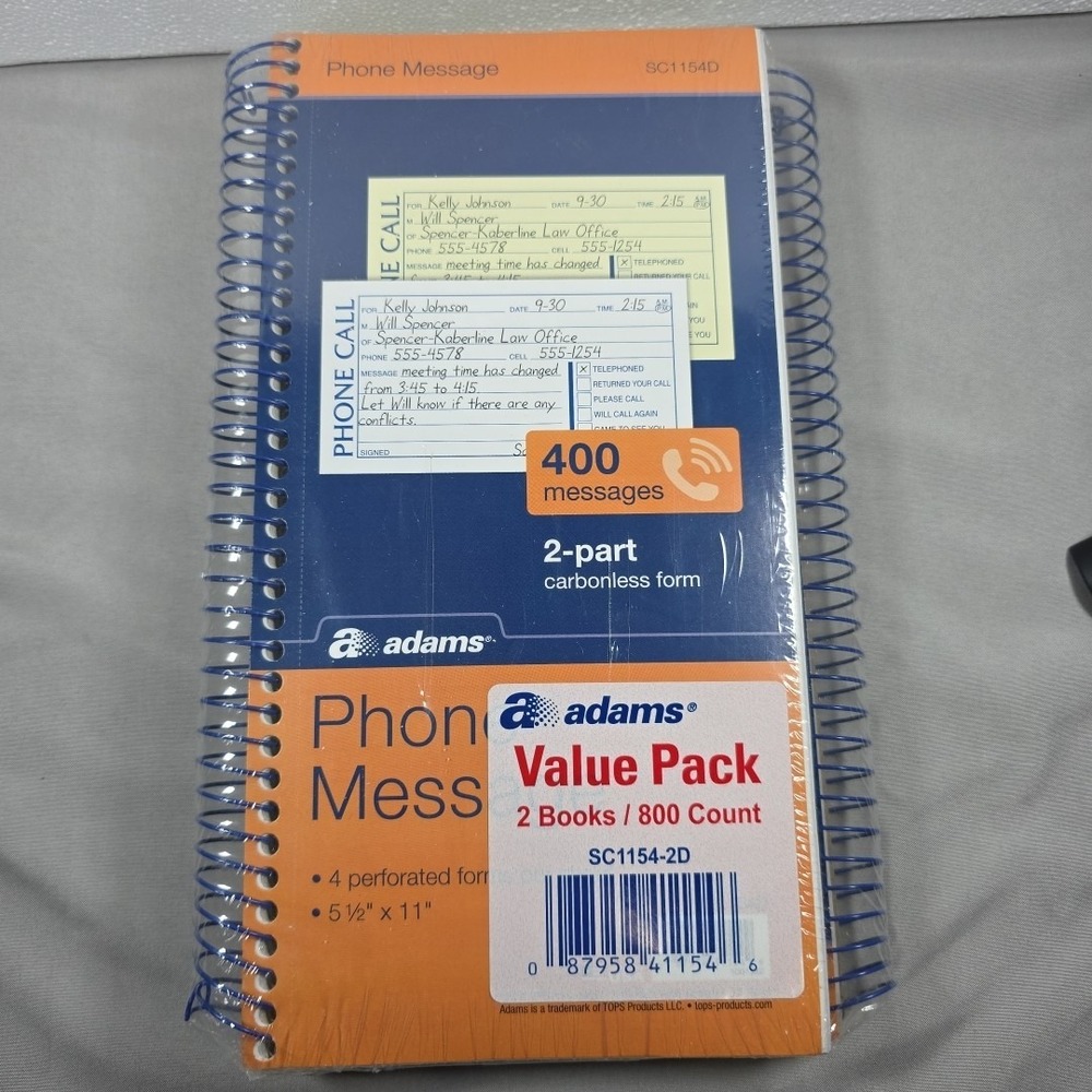 Adams Phone Message Value Pack 2 Books‎ 800 Count Carbonless Duplicate SC1154D